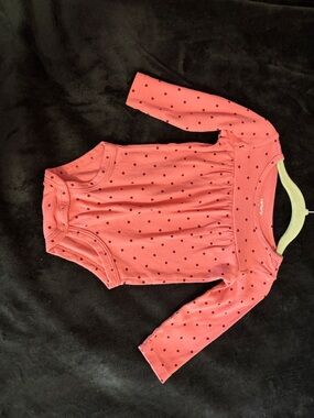 Carter's Coral Pink Polka Dot Long Sleeve Bodysuit